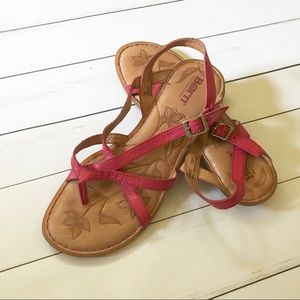 Born Summer Leather Sandals Open toe Red Size 7